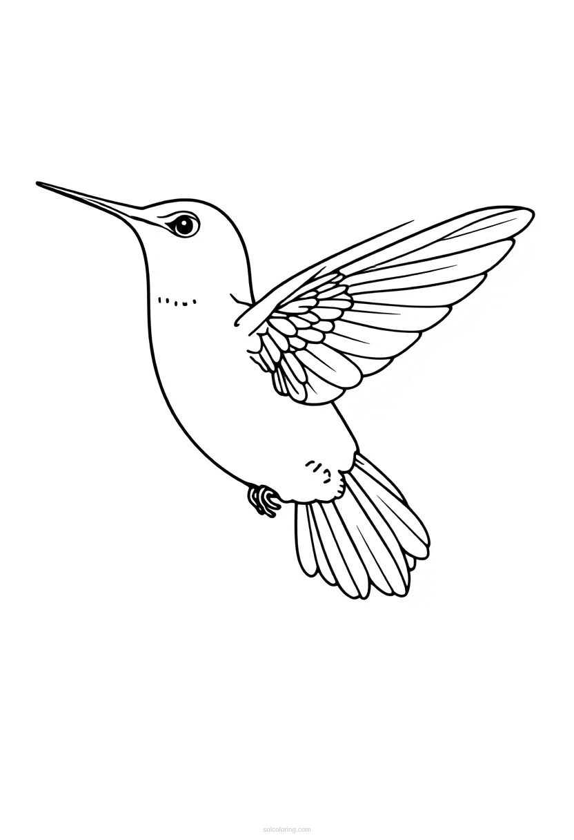 Detailed Hummingbird in Flight coloring page for kids