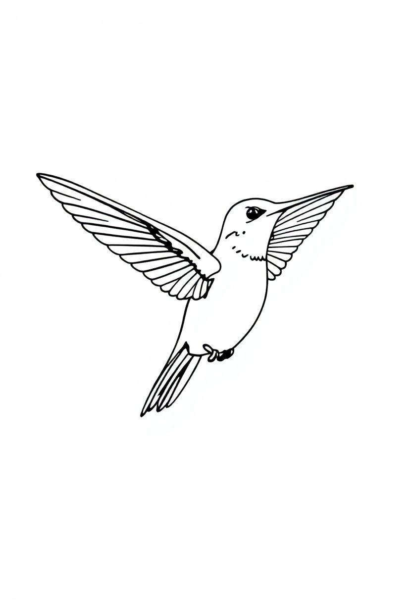 Detailed Hummingbird in Flight coloring page, free printable