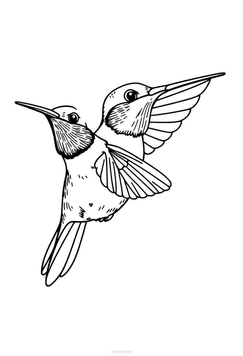 Detailed Hummingbird in Flight coloring page for kids