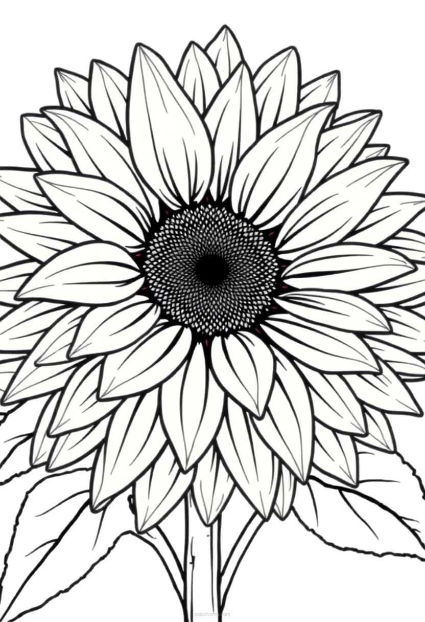 Detailed Sunflower Bloom coloring page for kids