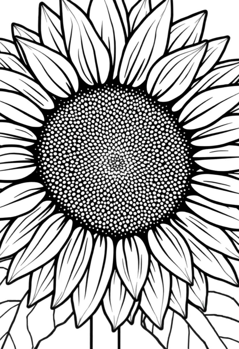 Detailed Sunflower Bloom coloring page, free printable