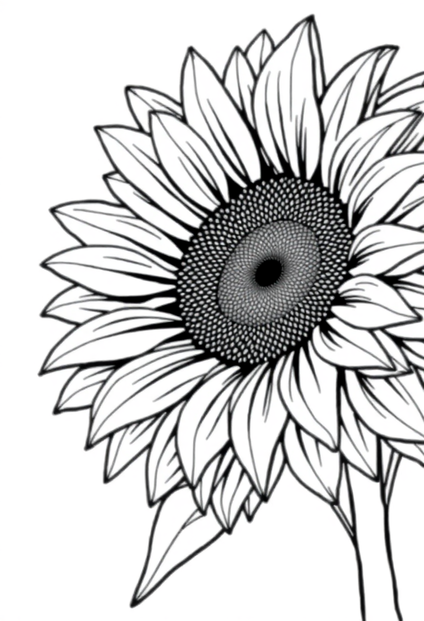 Detailed Sunflower Bloom coloring page, free printable