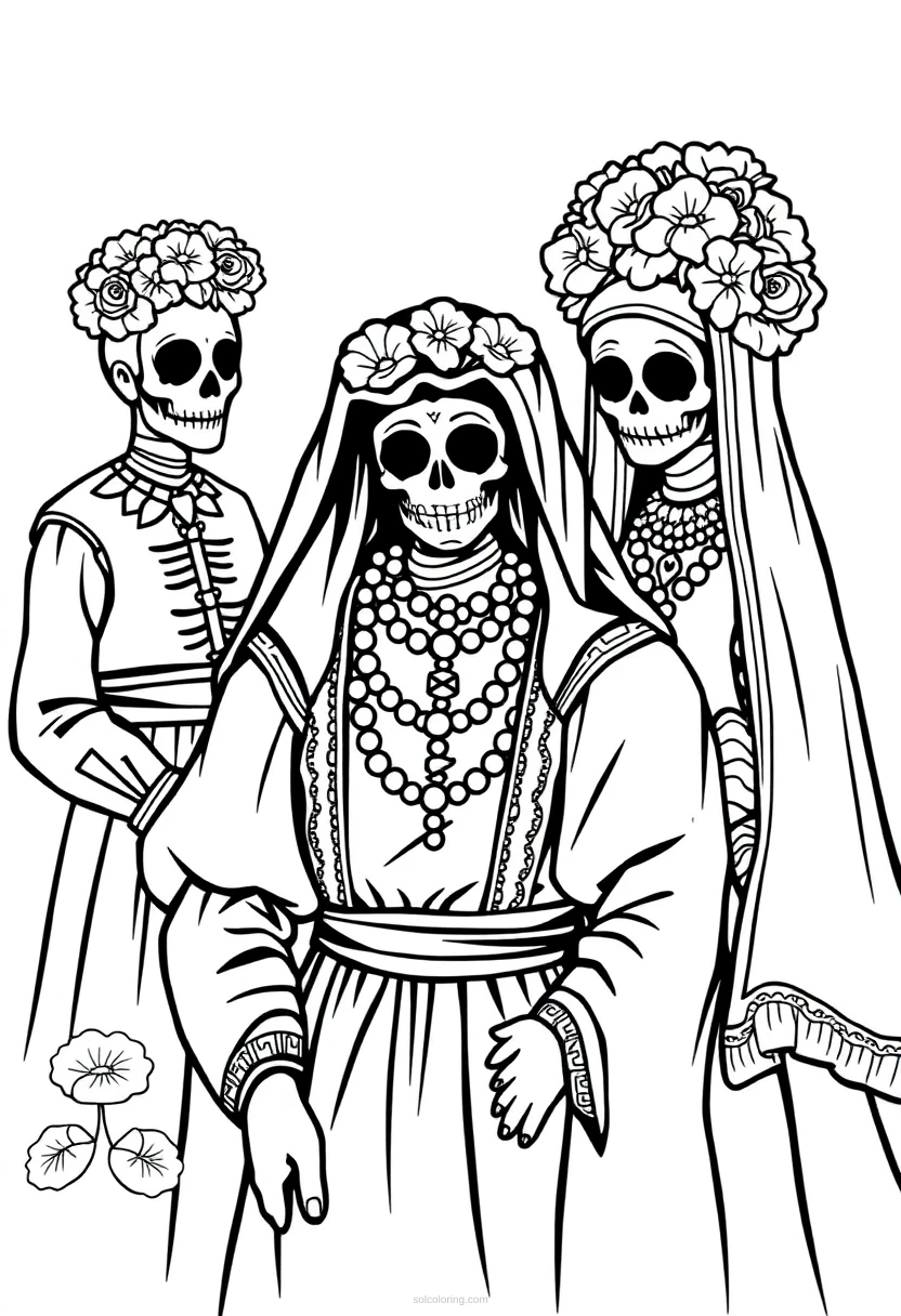 Dia de Muertos coloring page for kids