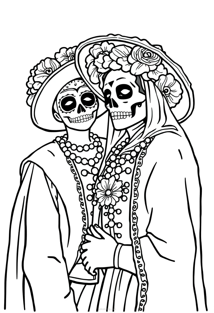 Dia de Muertos coloring page for kids