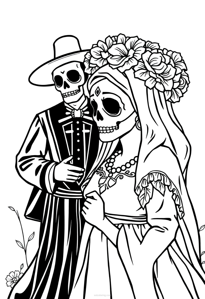 Dia de Muertos coloring page for kids