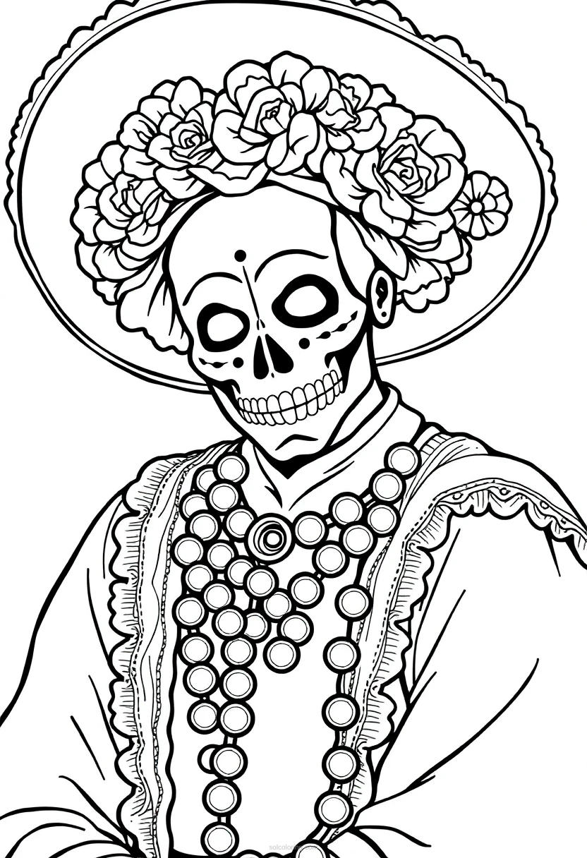 Dia de Muertos coloring page for kids