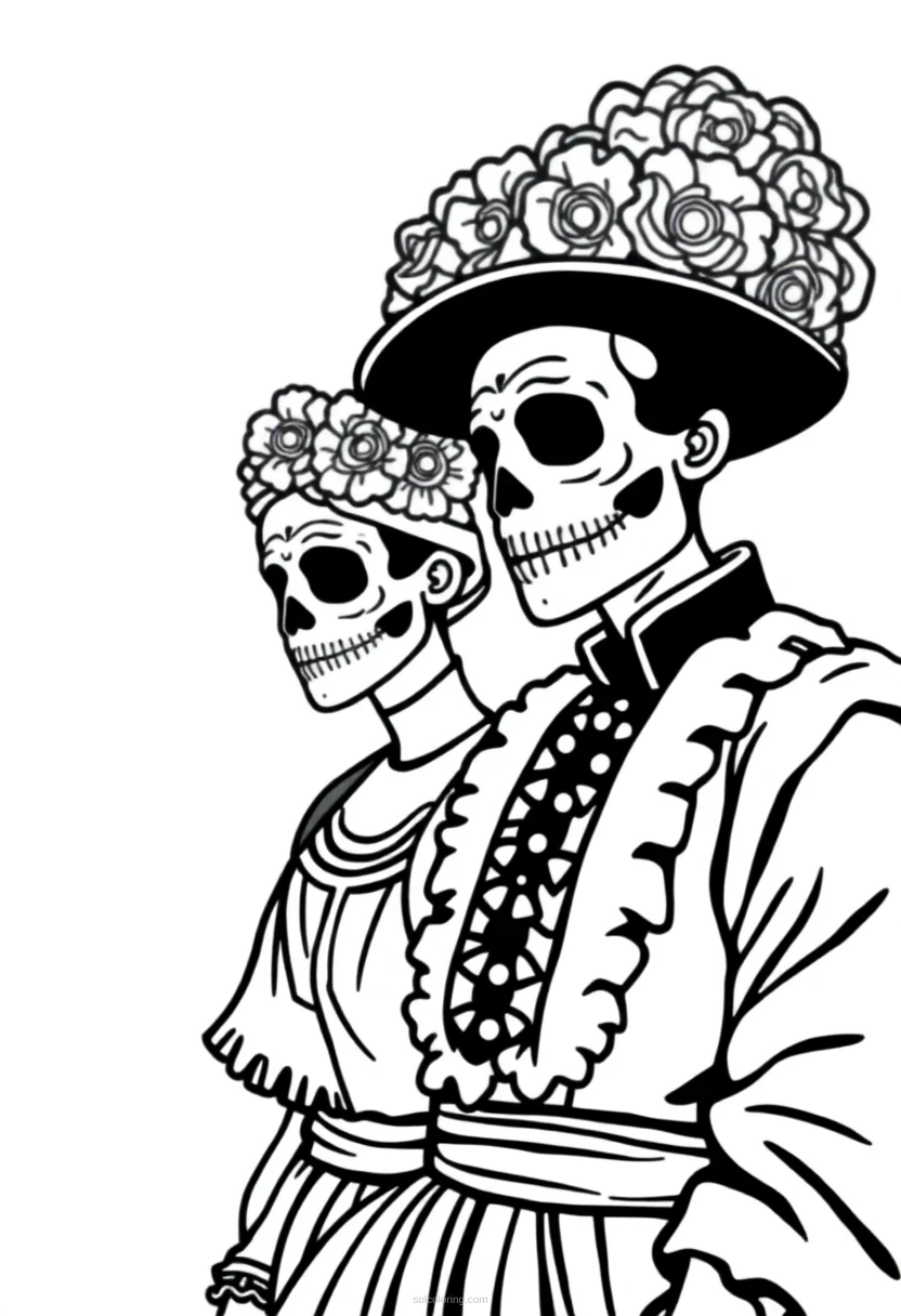 Dia de Muertos coloring page for kids