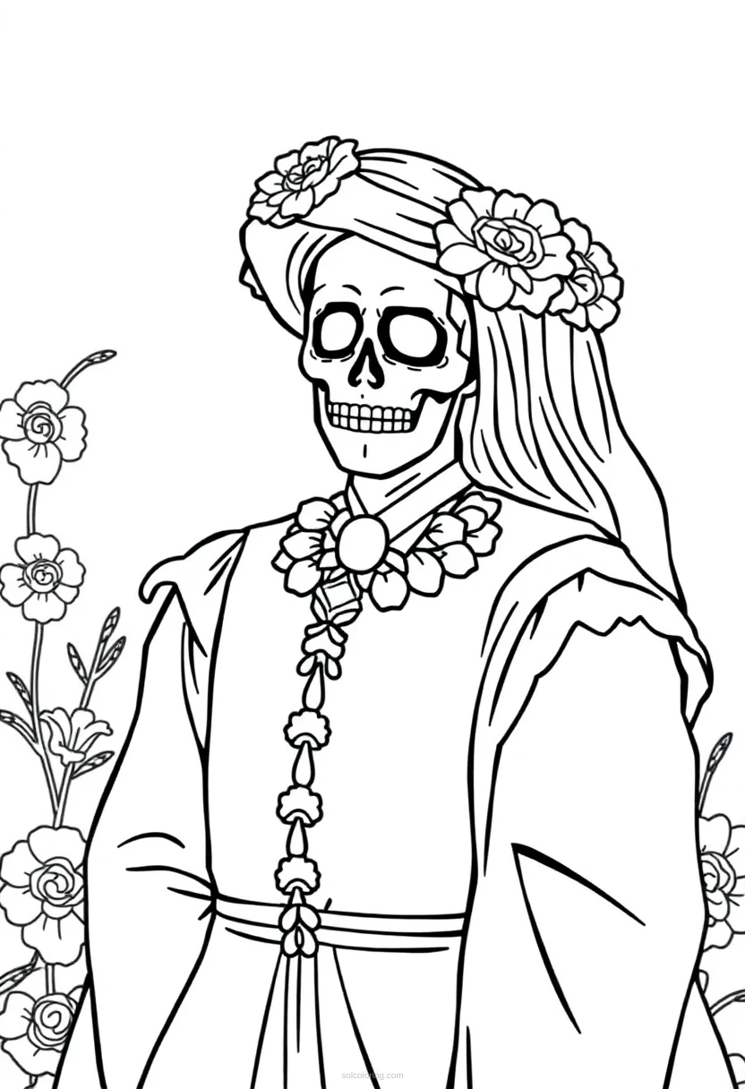 Dia de Muertos coloring page for kids