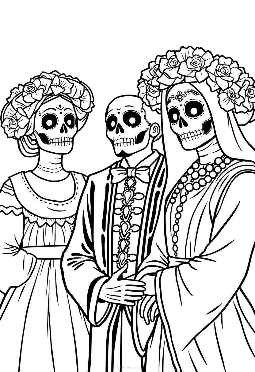 Dia de Muertos coloring page for kids