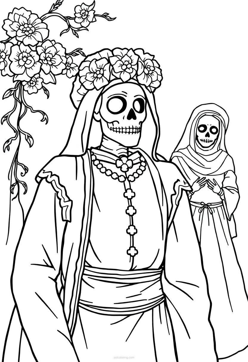 Dia de Muertos coloring page for kids