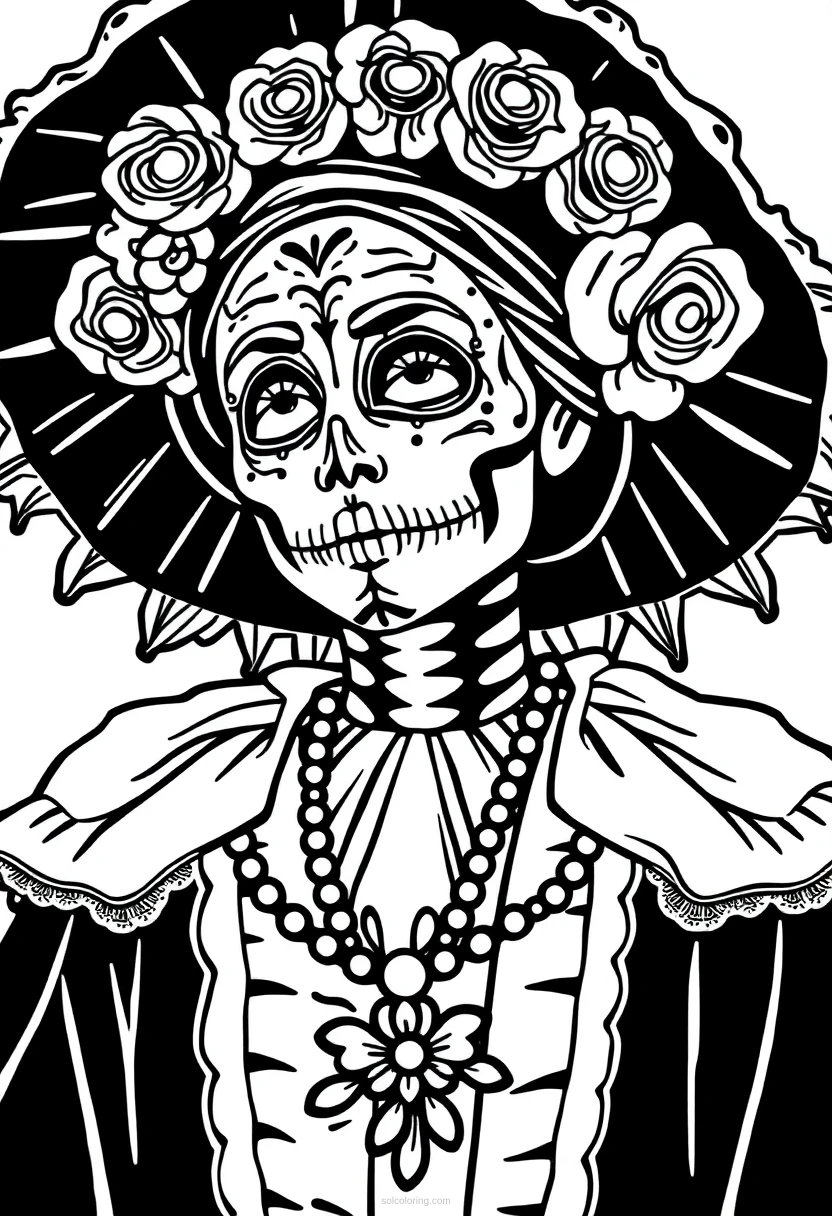 Dia de Muertos coloring page for kids