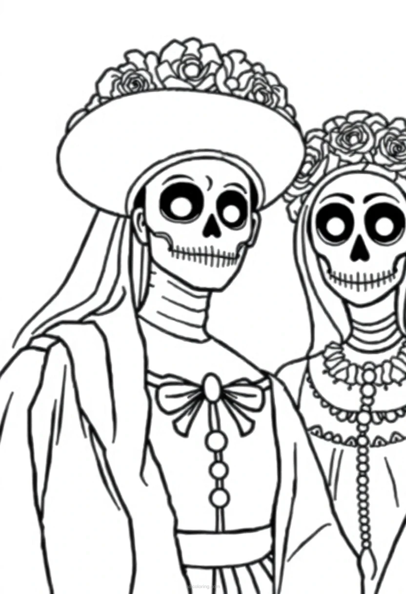 Dia de Muertos coloring page for kids