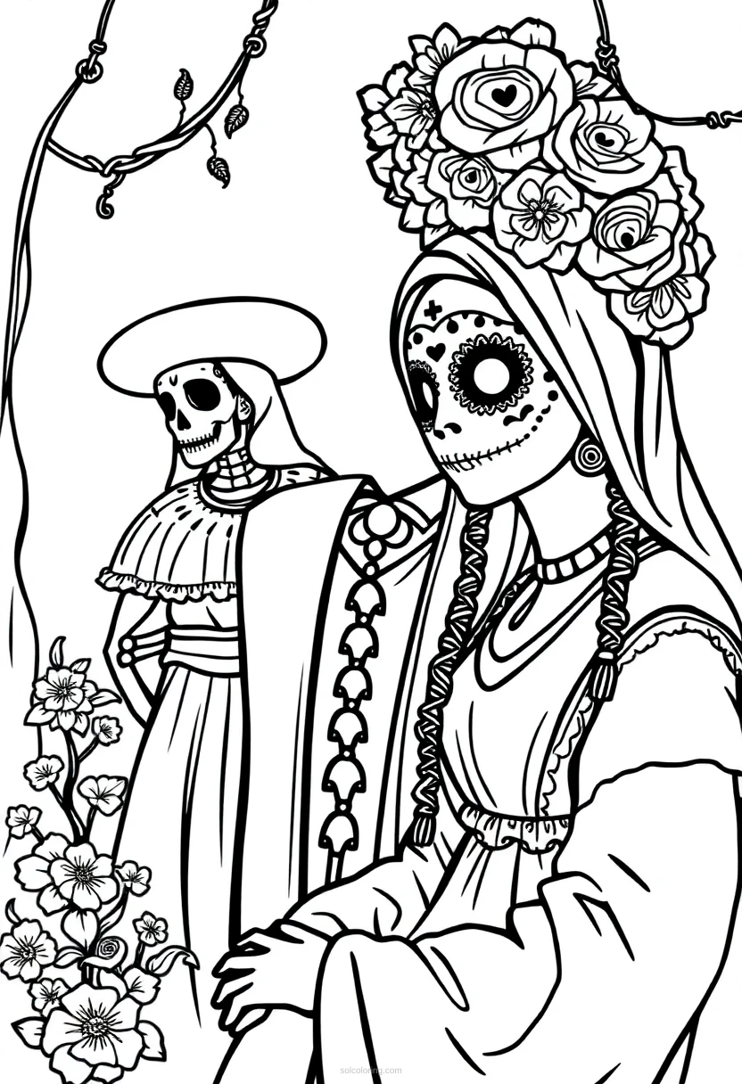 Dia de Muertos coloring page for kids