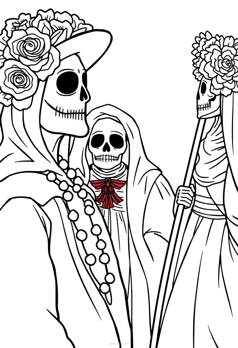 Dia de Muertos coloring page for kids
