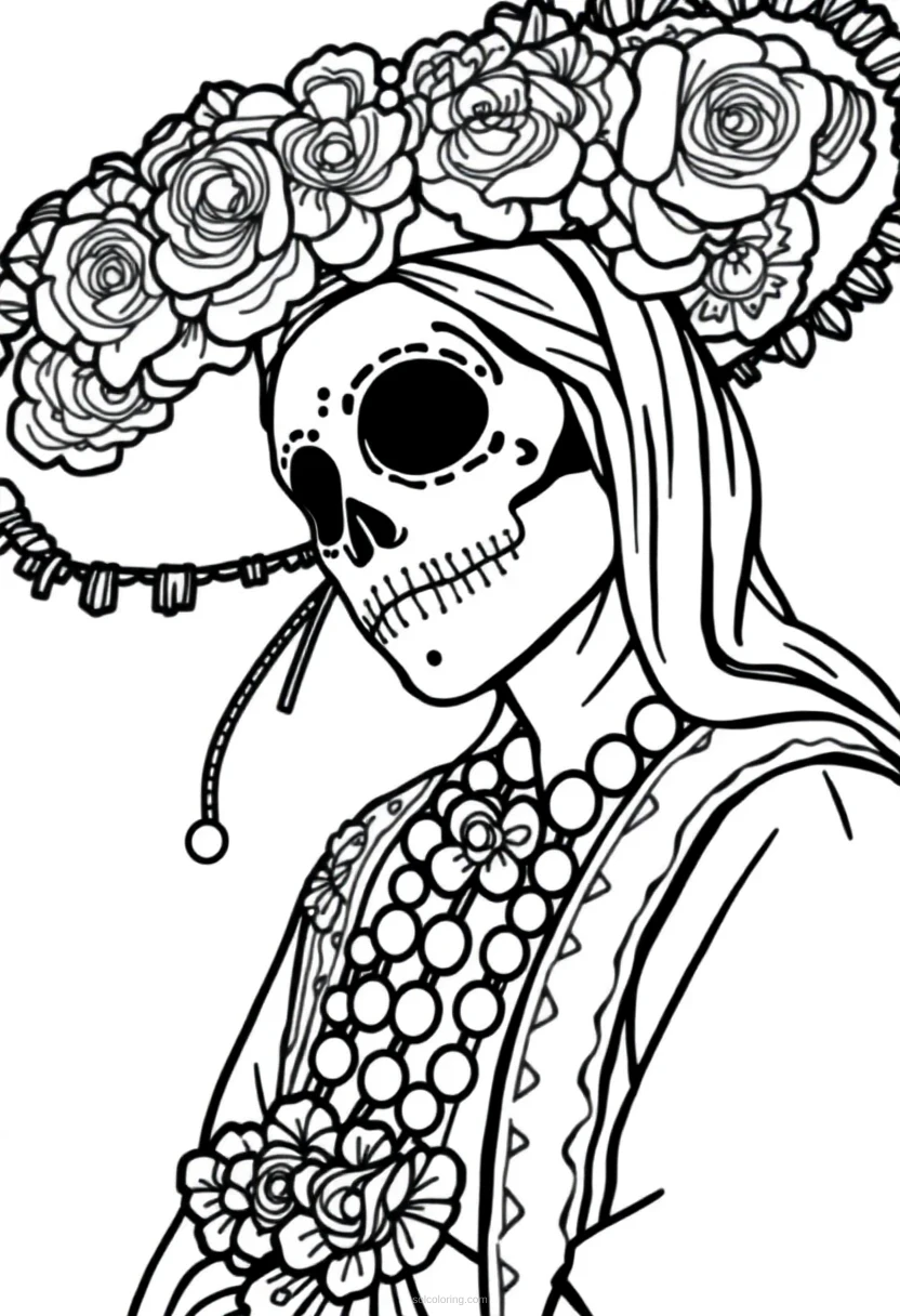 Dia de Muertos coloring page for kids