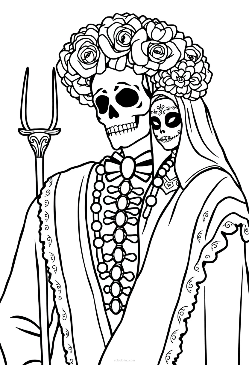 Dia de Muertos coloring page for kids