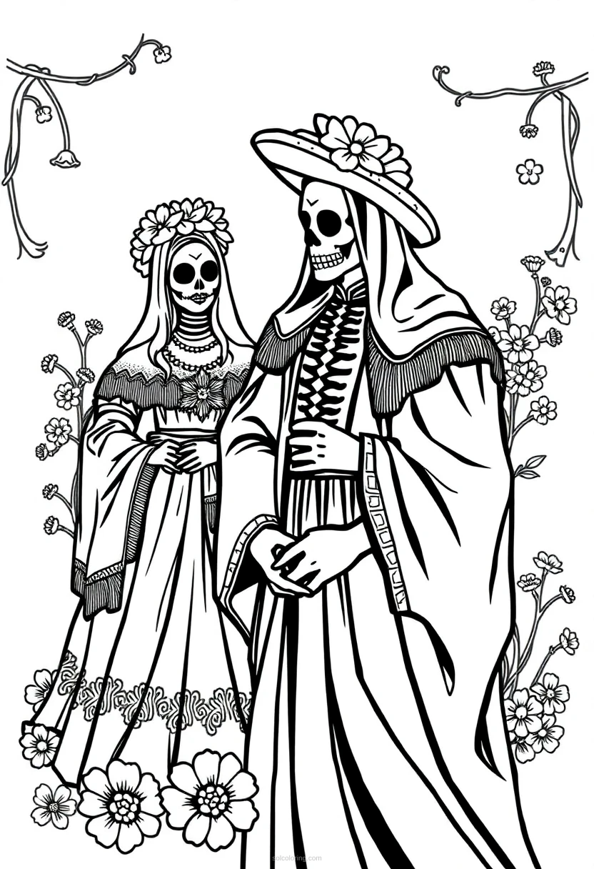 Dia de Muertos coloring page for kids