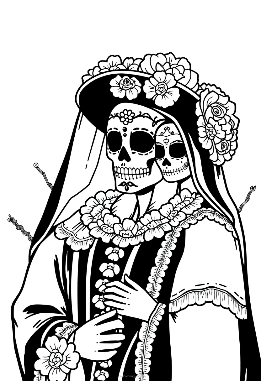 Dia de Muertos coloring page for kids