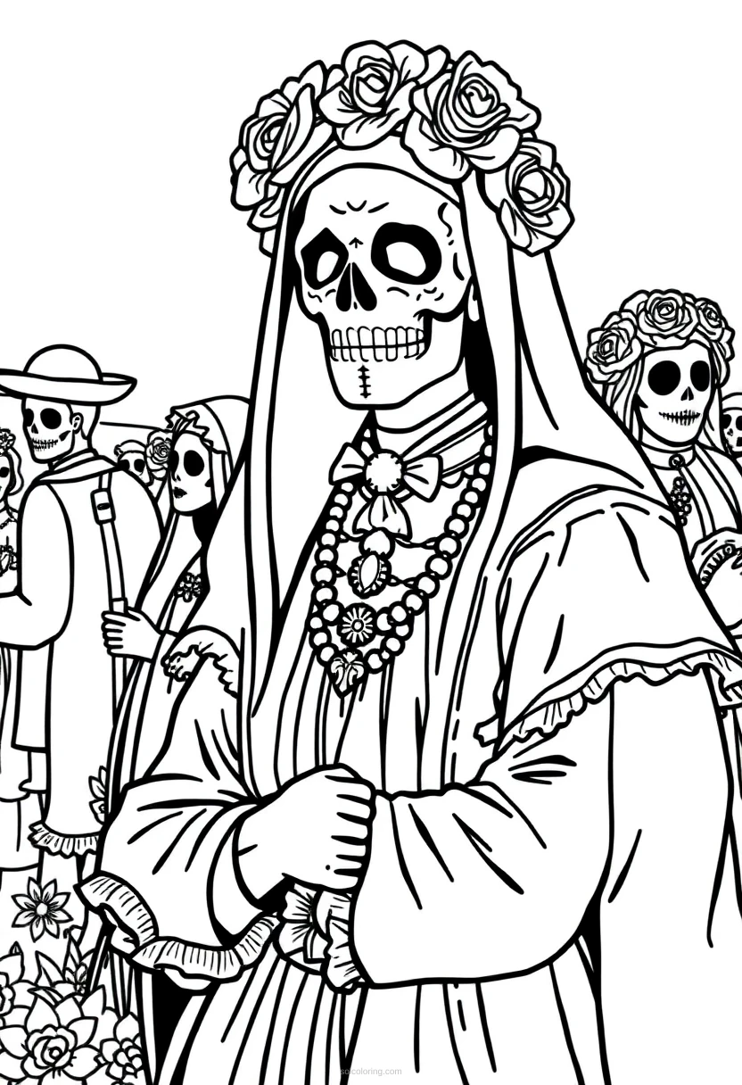 Dia de Muertos coloring page for kids