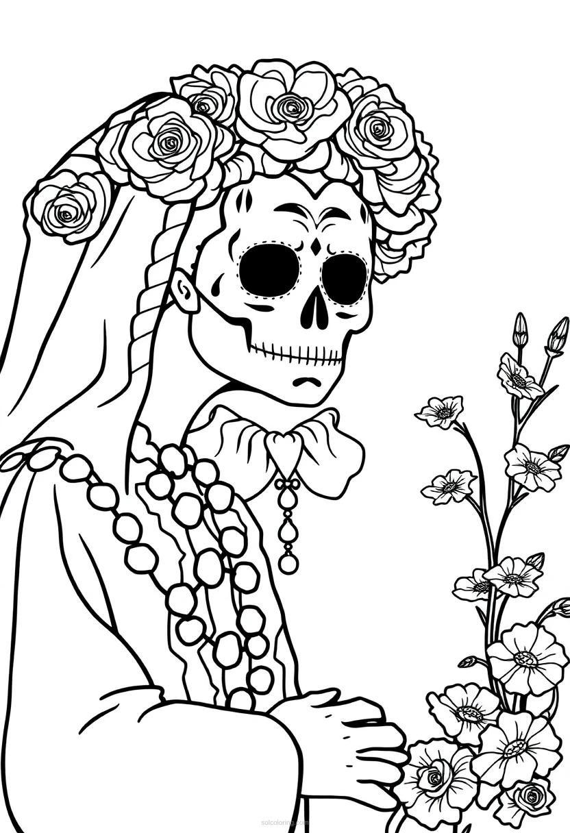 Dia de Muertos coloring page for kids