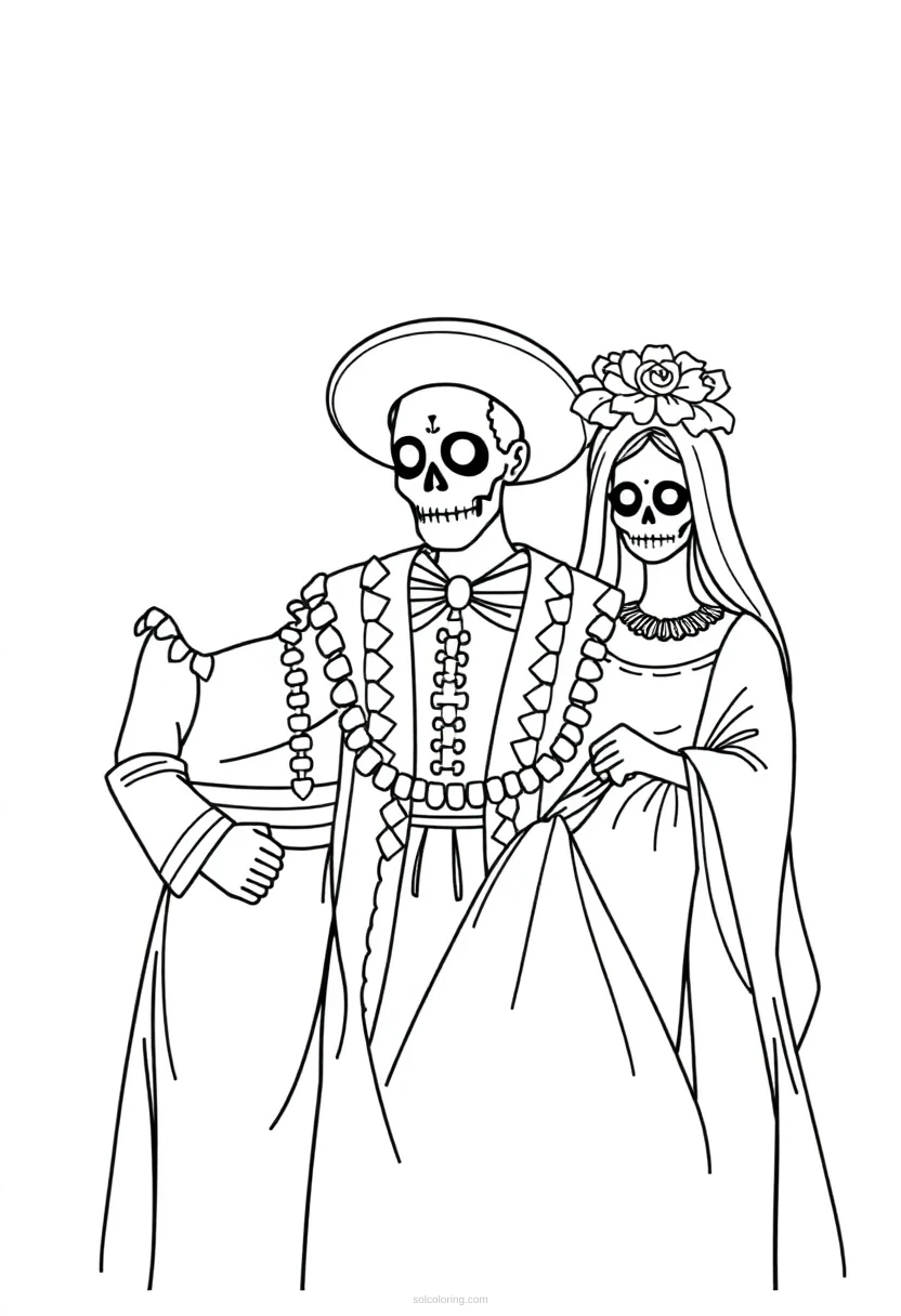 Dia de Muertos coloring page for kids