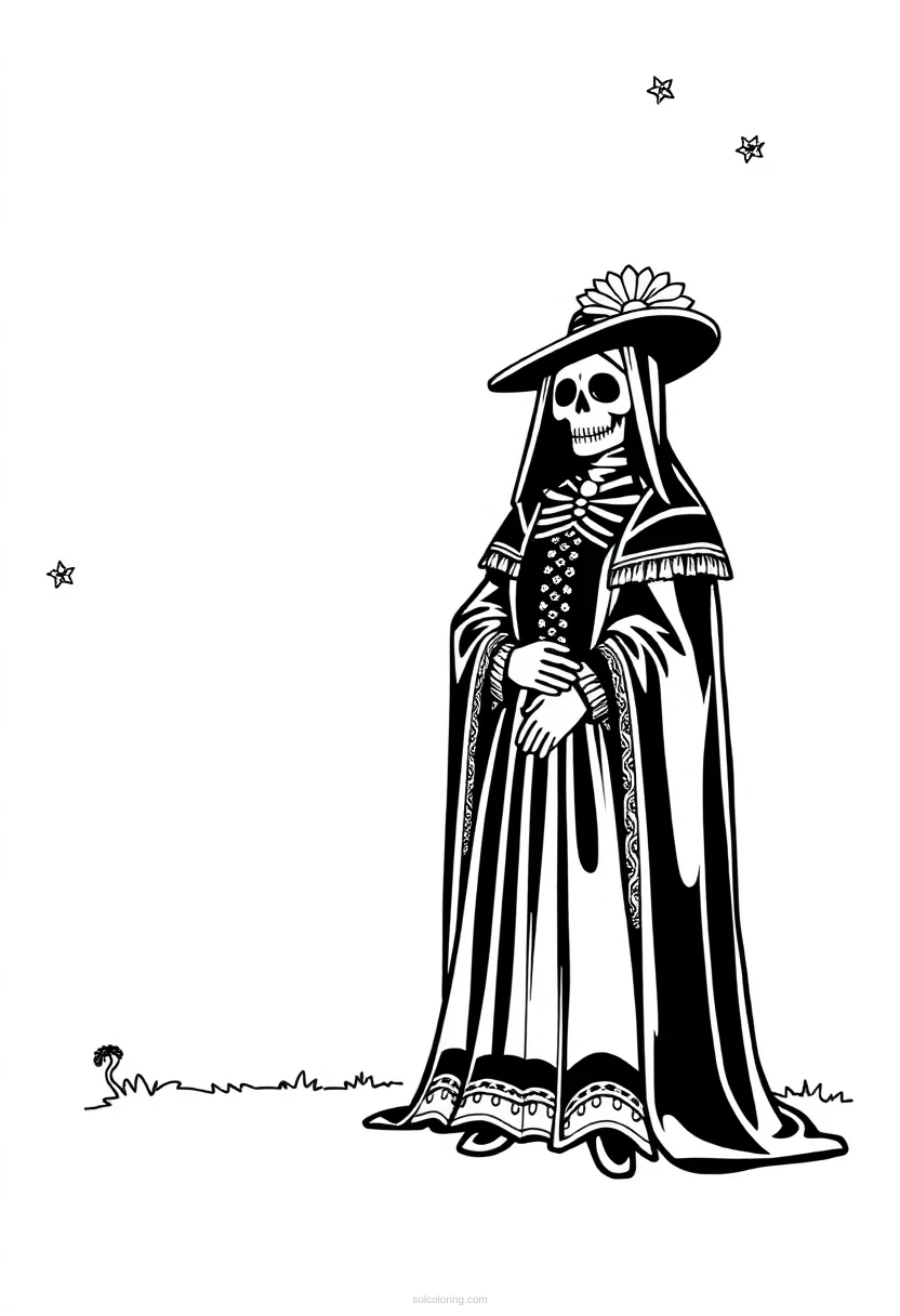 Dia de Muertos coloring page for kids
