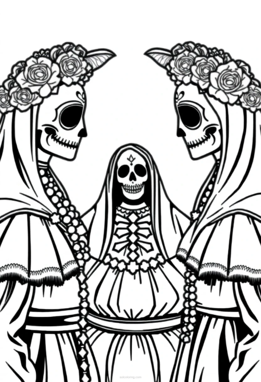 Dia de Muertos coloring page for kids