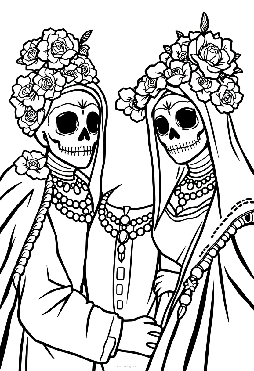 Dia de Muertos coloring page for kids
