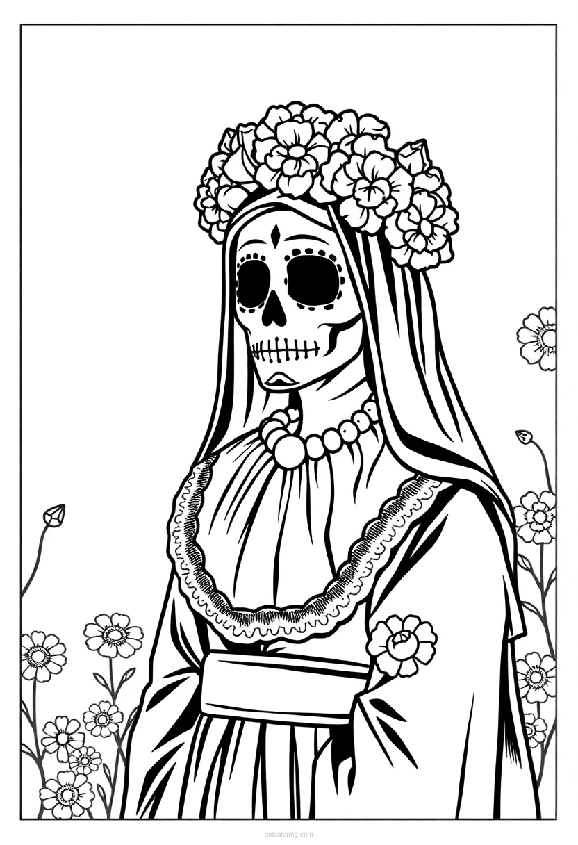 Dia de Muertos coloring page for kids