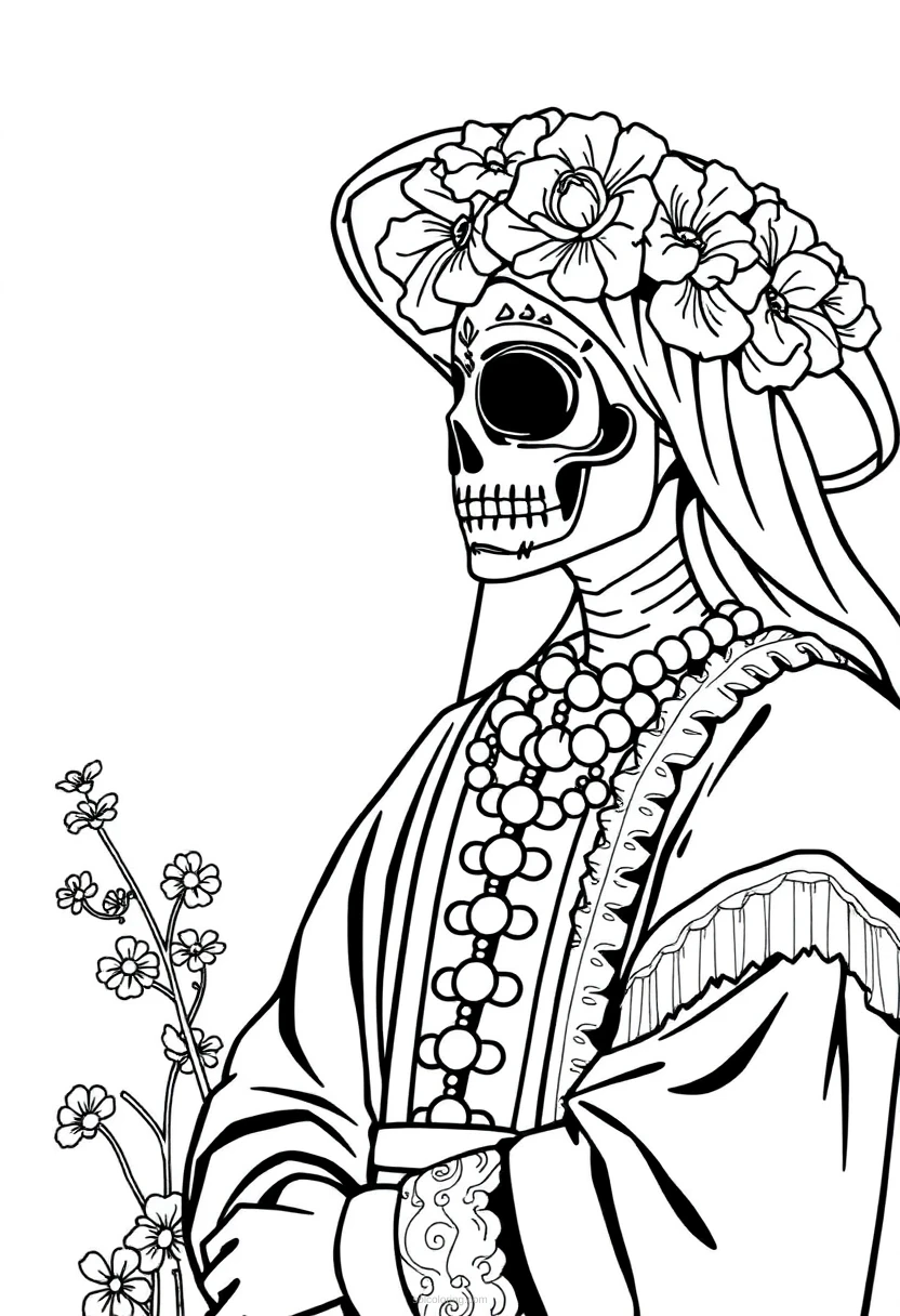 Dia de Muertos coloring page for kids