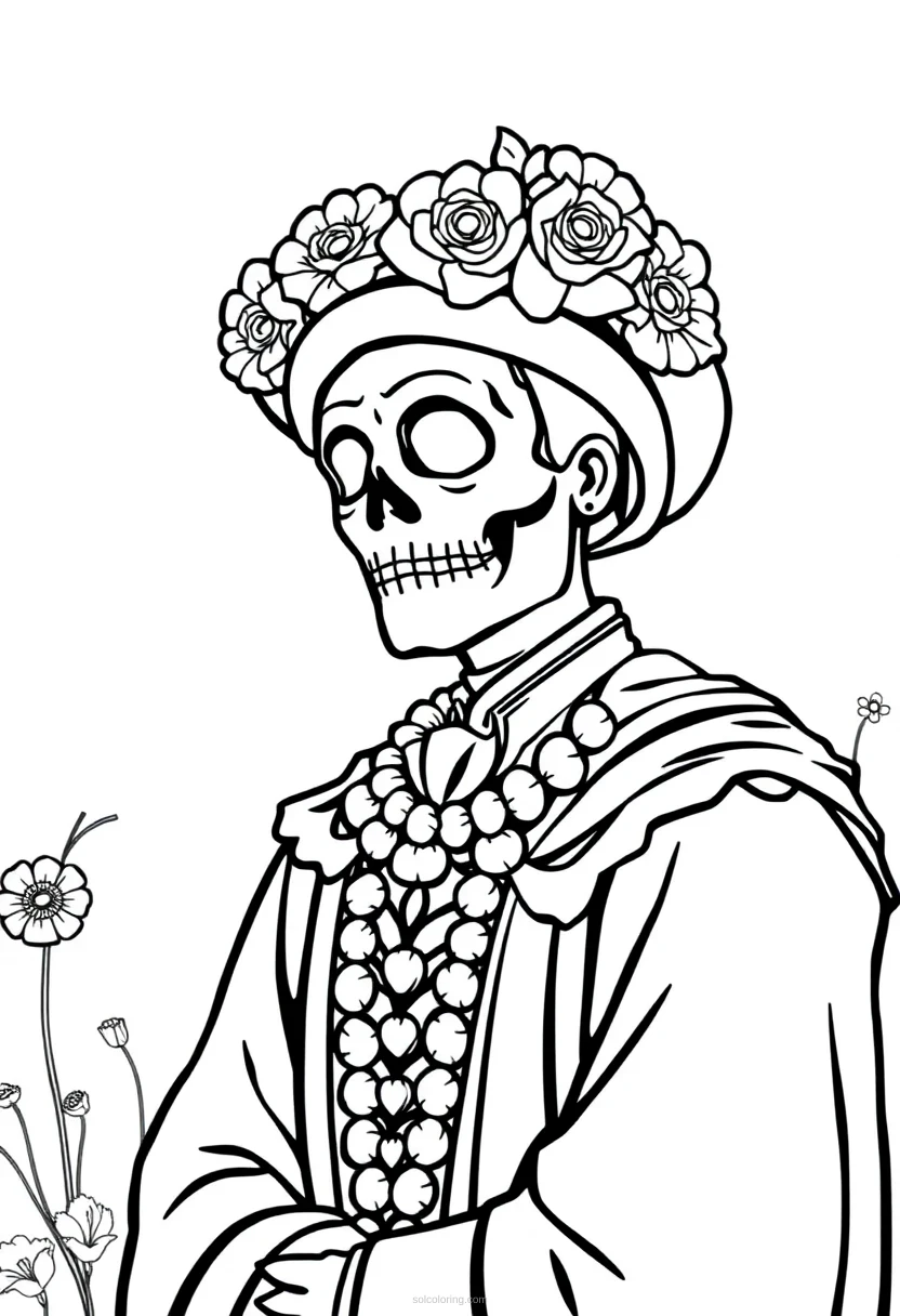 Dia de Muertos coloring page for kids