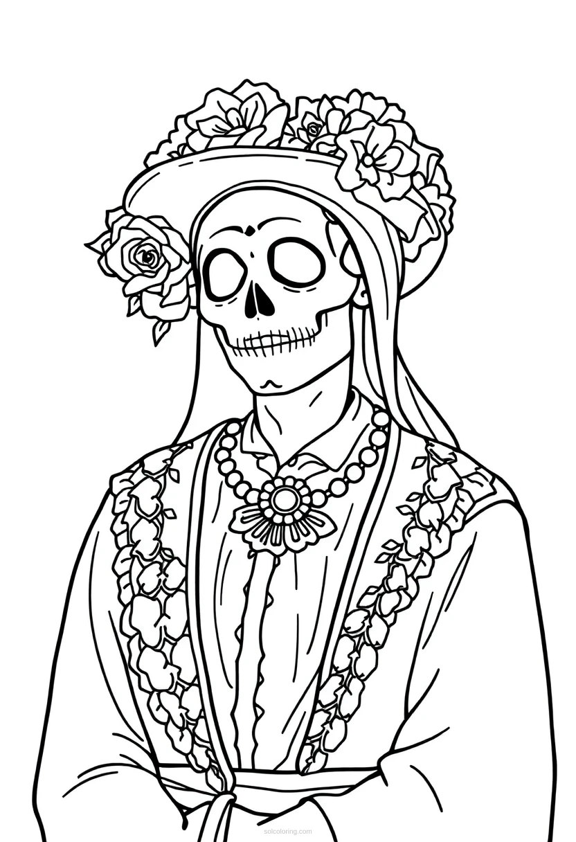 Dia de Muertos coloring page for kids