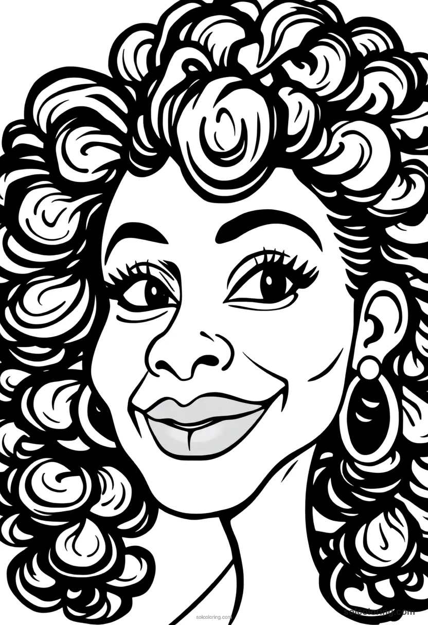 Caricature Diana Ross caricature coloring page for kids