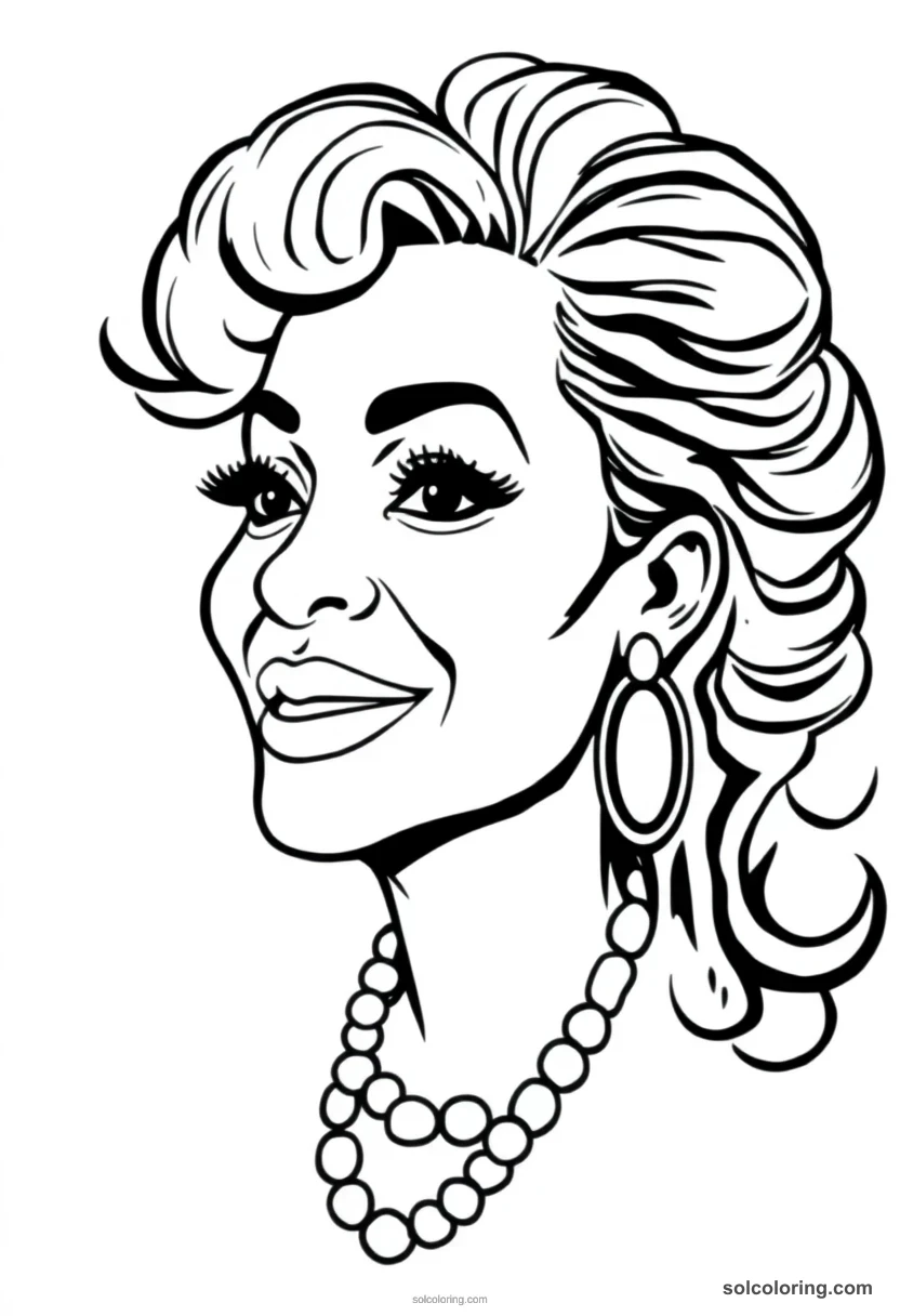 Illustrated Portrait Diana Ross illustrated portrait coloring page for kids