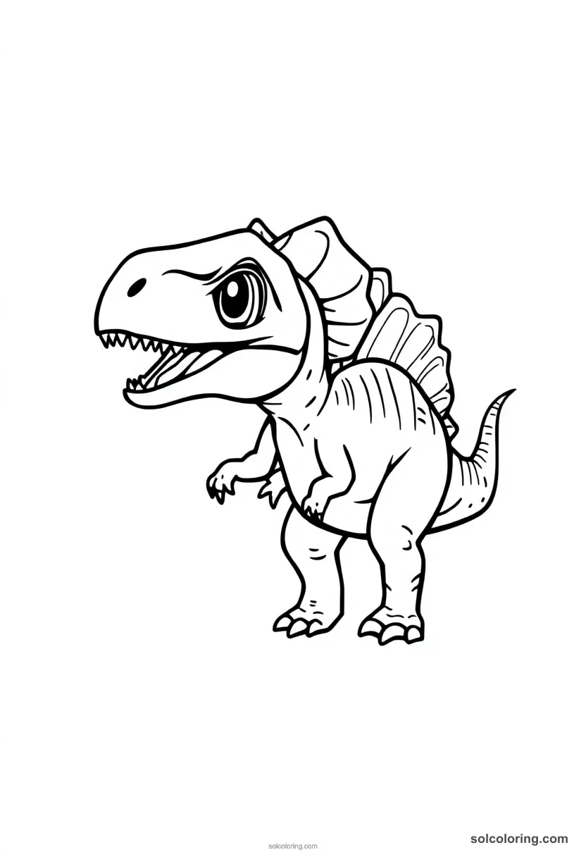 Chibi Dilophosaurus chibi coloring page for kids