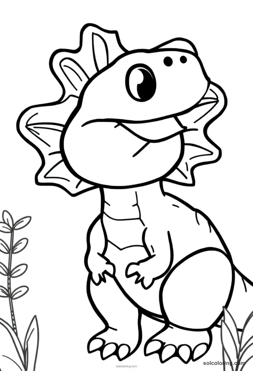 Cute Cartoon Dilophosaurus cute cartoon coloring page for kids