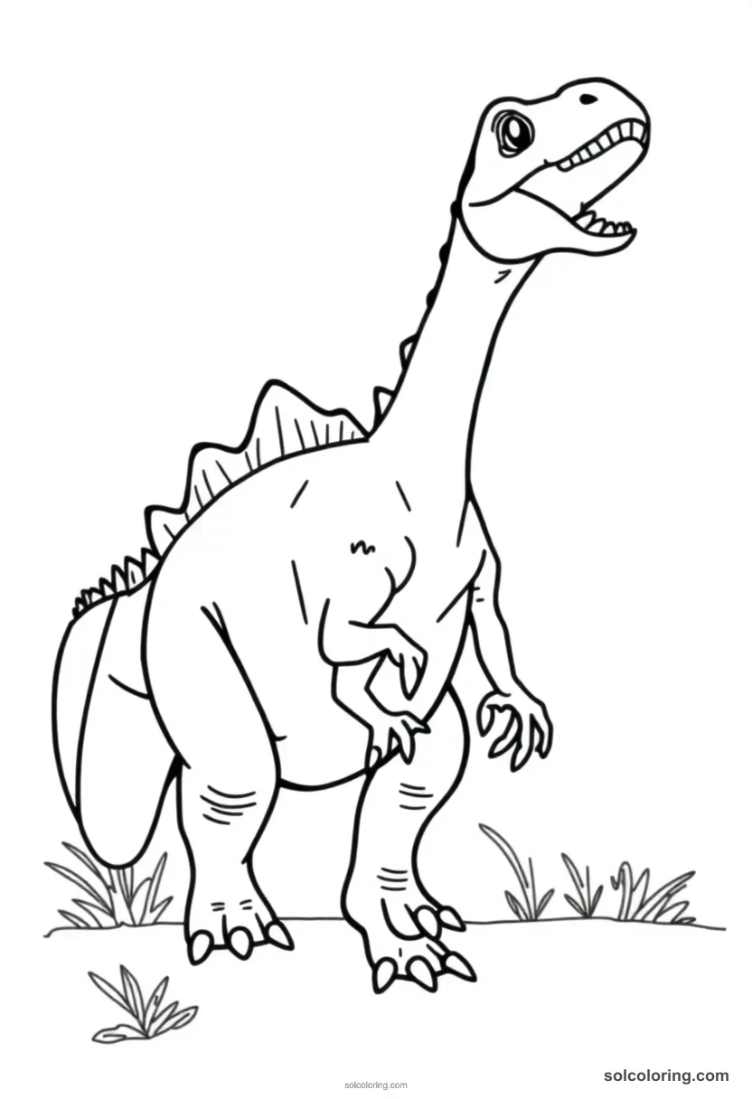 Simple Dilophosaurus simple coloring page for kids