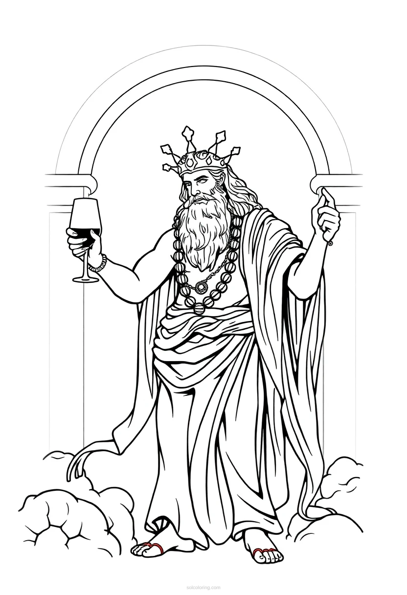 Dionysus Wine God coloring page for kids