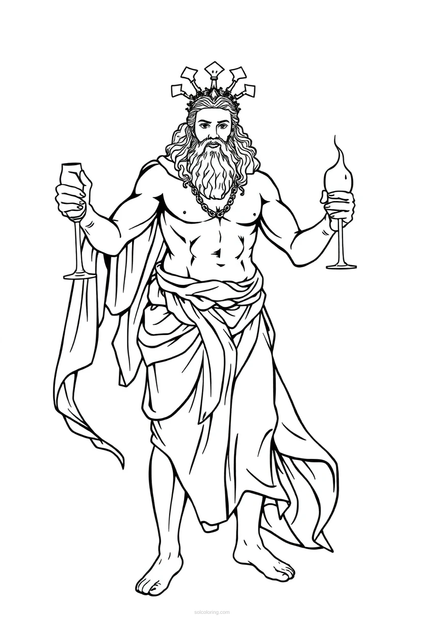 Dionysus Wine God coloring page for kids