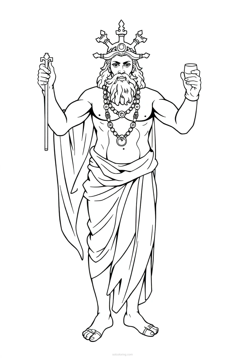 Dionysus Wine God coloring page for kids