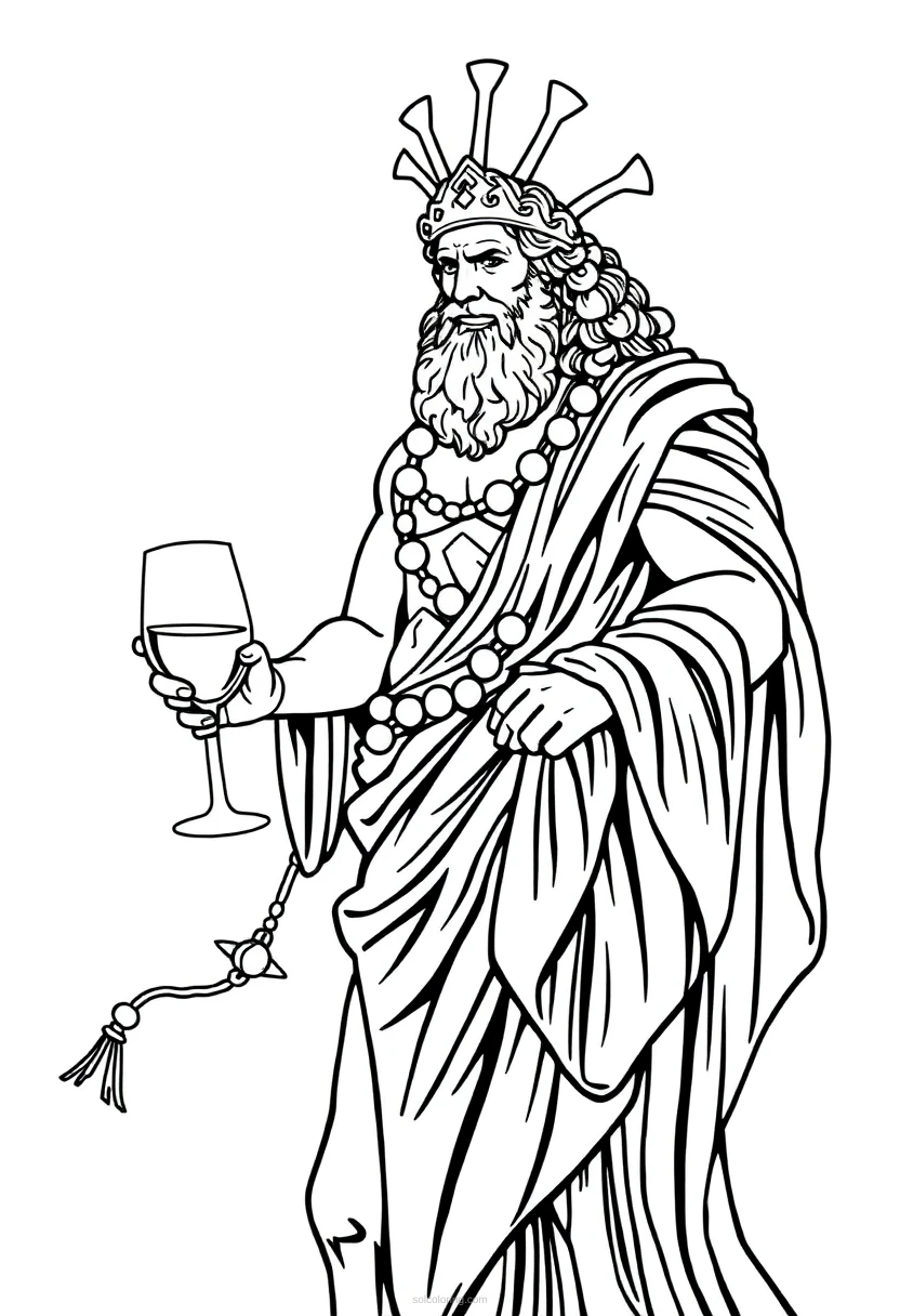 Dionysus Wine God coloring page for kids