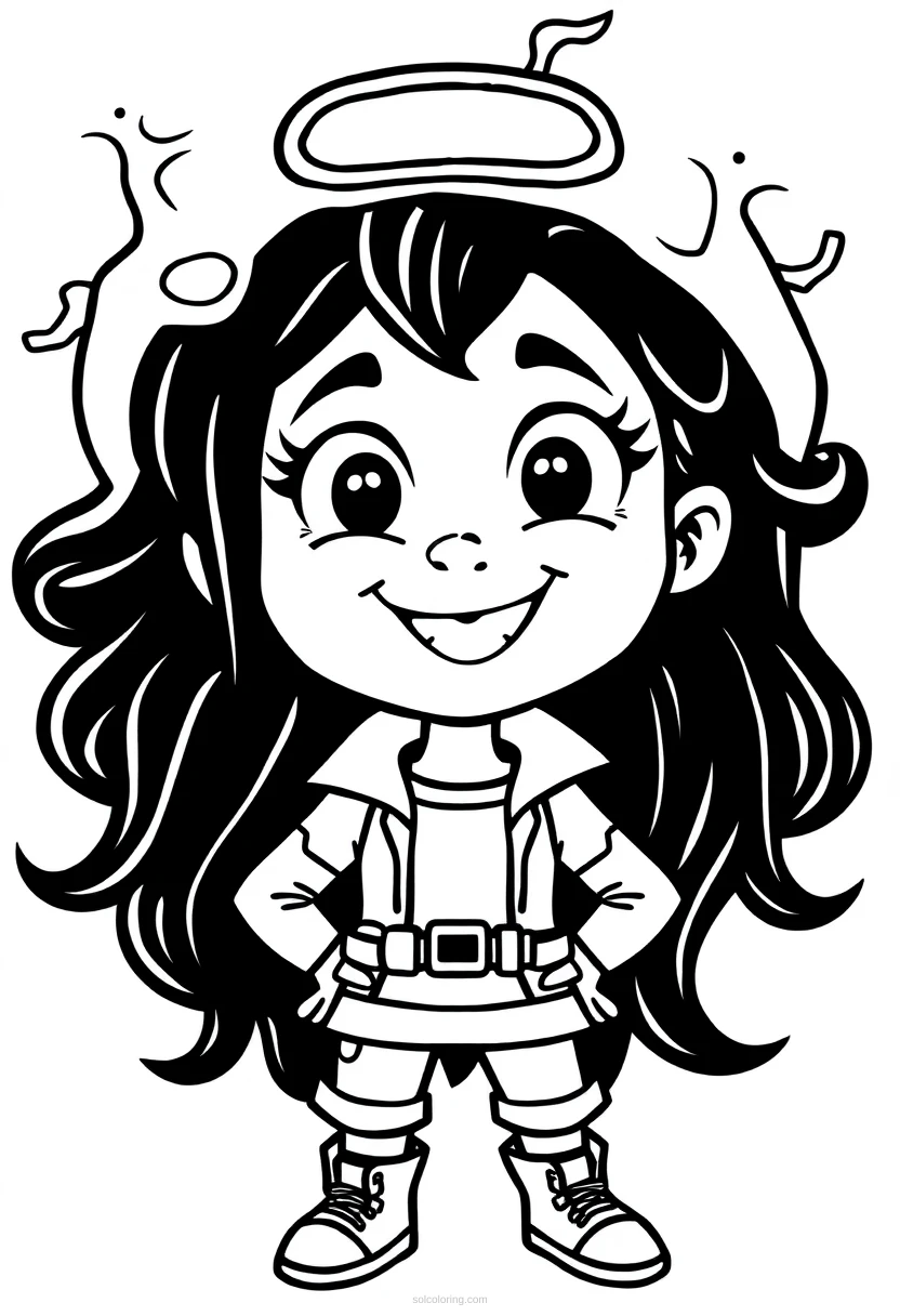 Disaster Girl Smiling coloring page for kids