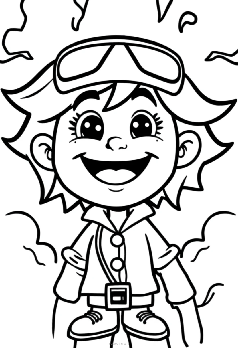 Disaster Girl Smiling coloring page for kids