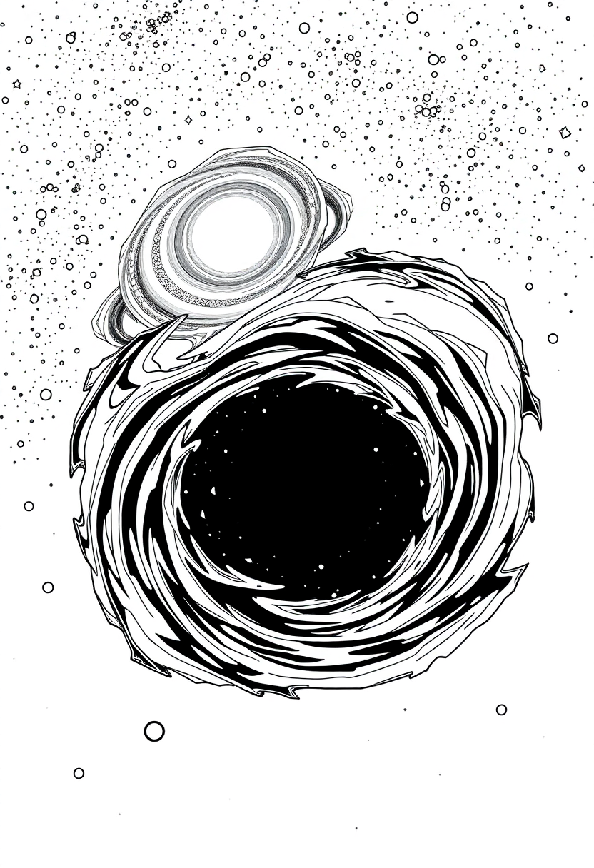 Distant Galaxy with Spiral Arms coloring page, free printable