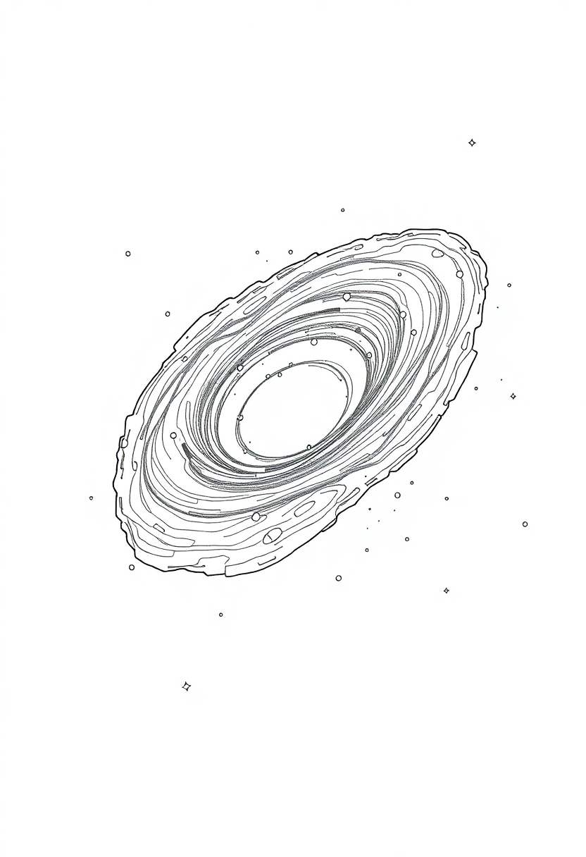 Distant Galaxy with Spiral Arms coloring page, free printable