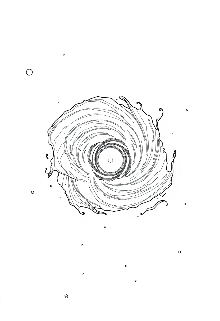 Distant Galaxy with Spiral Arms coloring page, free printable