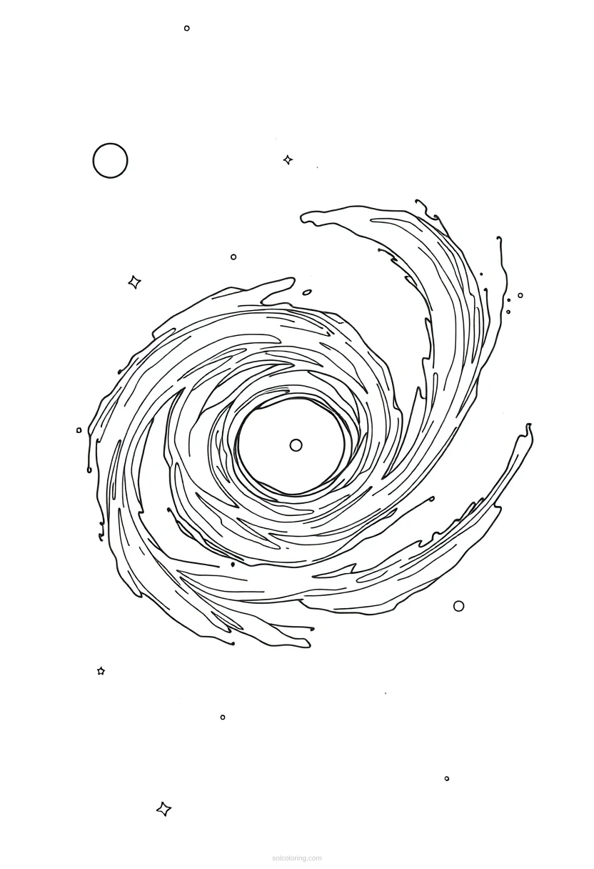 Distant Galaxy with Spiral Arms coloring page for kids
