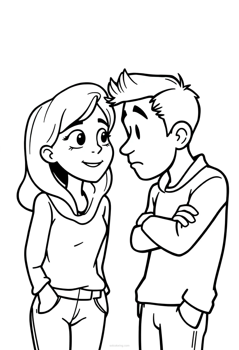 Distracted Boyfriend Meme Scene coloring page for kids