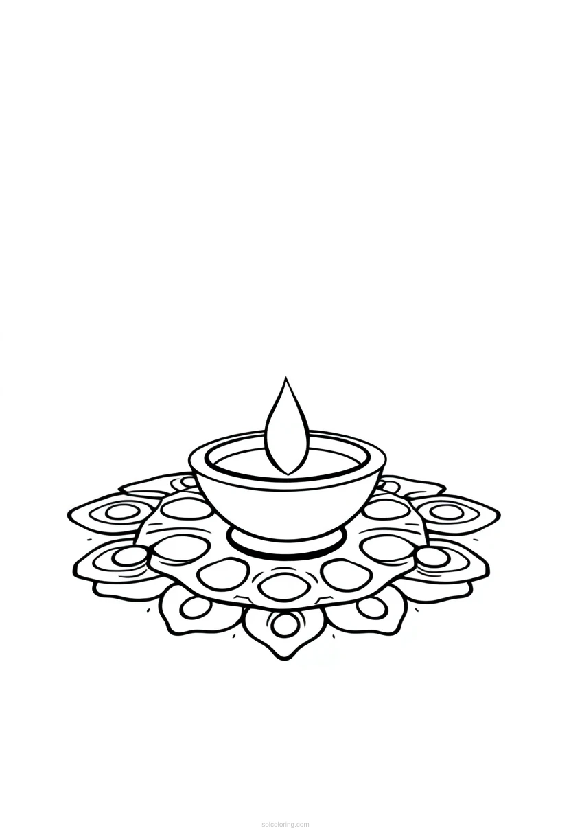 Diya Lamp Rangoli coloring page for kids