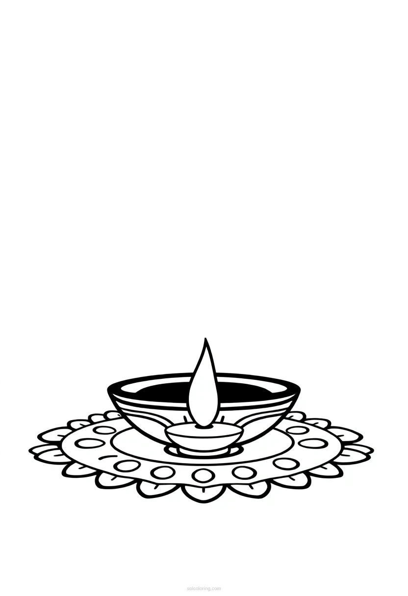 Diya Lamp Rangoli coloring page for kids